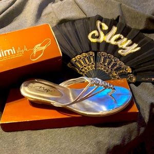 Metallic Silver Tong Sandal NWT